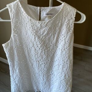 Calvin Klein Ivory Lace Sleeveless Blouse